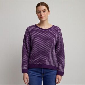 Habitat Patterned Knit Sweater Purple‎ and Grey  – Size Small